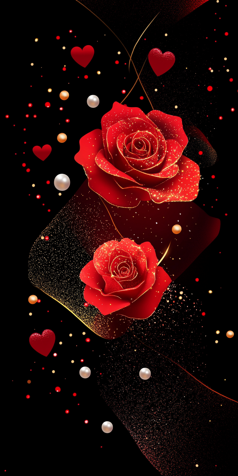 black and red flower wallpaper